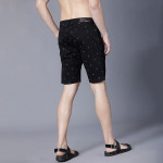 Men Black Printed Slim Fit Regular Shorts