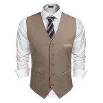 OORA Men's Poly Viscose V-Shape Tuxedo Style Waistcoat