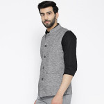 Shaftesbury London Men's Polyester Cotton Solid Sleeveless Regular Nehru Jacket