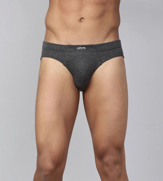 Men Charcoal Grey Solid Pure Cotton Basic Briefs
