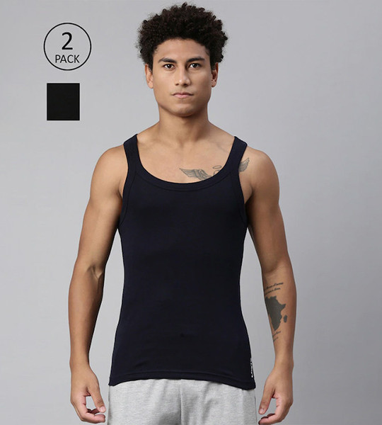 Men Pack of 2 Solid Innerwear Vests #015-VEST