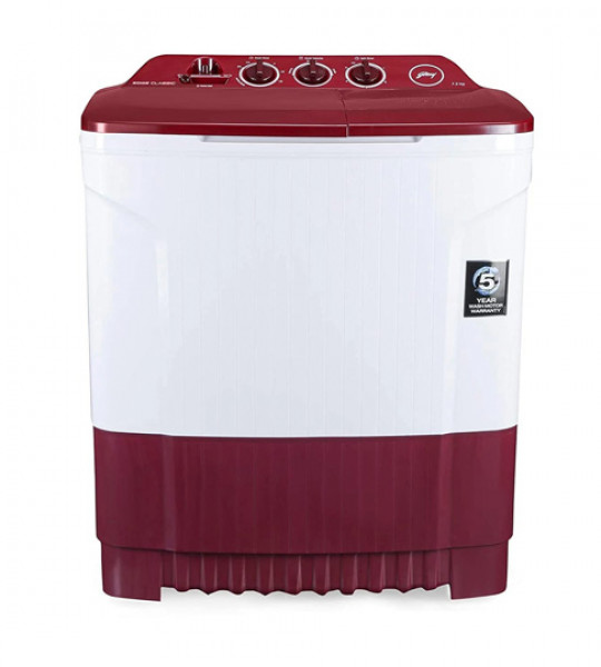 Godrej 8 Kg 5 Star Semi-Automatic Top Loading Washing Machine (WSEDGE CLS 80 5.0 PN2 M WNRD, Wine Red)