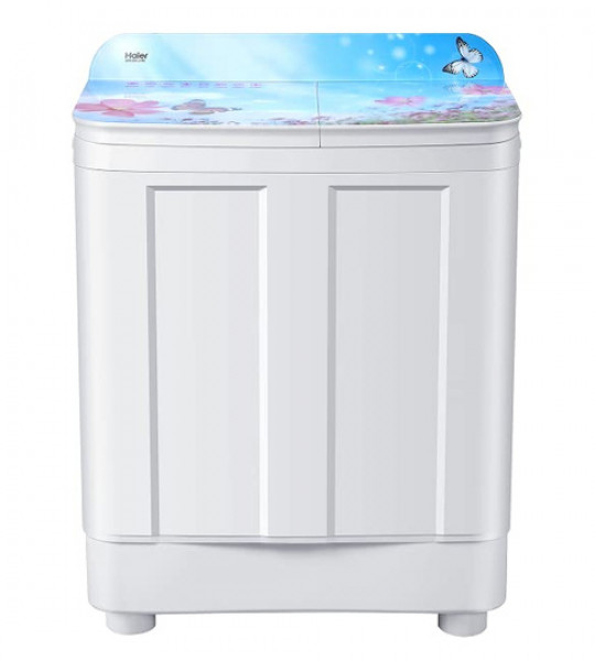 Haier 9.5 Kg Semi-Automatic Top Loading Washing Machine (HTW95-178, Blue Floral)