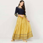 Women Embroidered Blouse with Printed Skirt and Dupatta